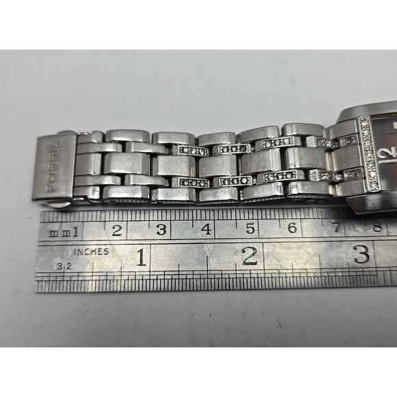 Fossil ES2123 Womens Tank  Brown Dial Crystal Quartz Watch New Battery 5ATM - Picture 10 of 11